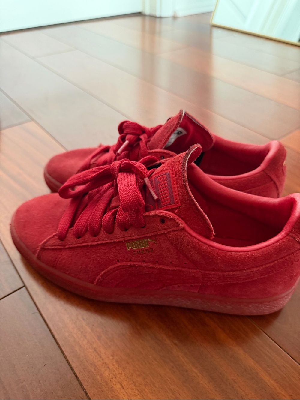 PUMA Kids Red Suede Sneakers - Classic Lace-Up